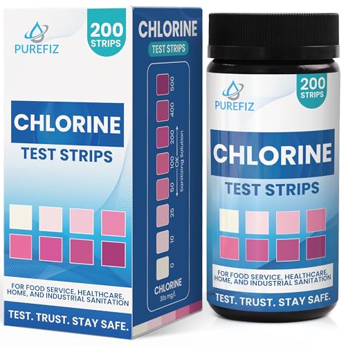 200 Chlorine Test Strips for Food Service 0-500 ppm Bleach Sanitizer Testing Strips Works Well with Popular Sanitizers Ideal for Restaurants, Bars, Cafes, Food Trucks, Kitchens, Daycares & More