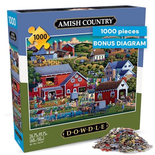 Buffalo Games - Jigsaw Puzzles 1000 Pieces - Dowdle Amish Country - 1000 Piece Puzzle for Adults - Premium Giftable Foil Box with Reference Poster