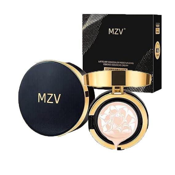 MZV Air Cushion BB Cream Waterproof Foundation, Water Bead Tricolor Latte Concealer Cushion, Long-lasting Moisturizing Concealer Light Brightening Cushion (13# Bright)