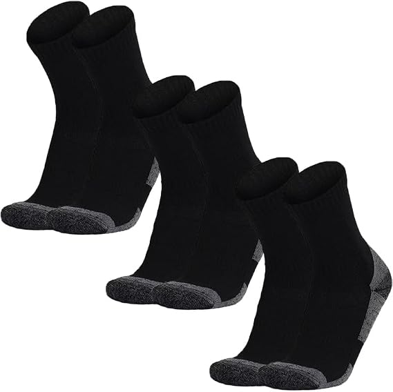 3 Packs Lightweight Hiking Socks Thin Merino Wool Socks for Men Warm Crew Socks, Cushioning Toe and Heel