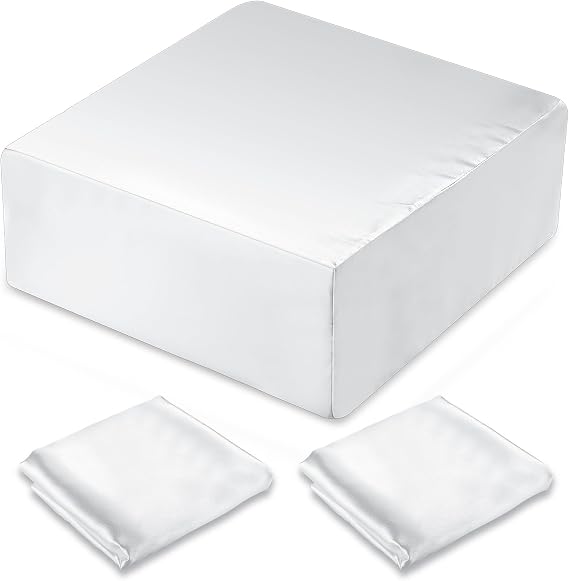 Breling 2 Pcs 12 x12 x5.5 Satin Pillowcase for Cube Shape Silky Pillow Cover with Hidden Zip Smooth Pillow Cases Bulk Cover with Zipper, Only Pillowcase