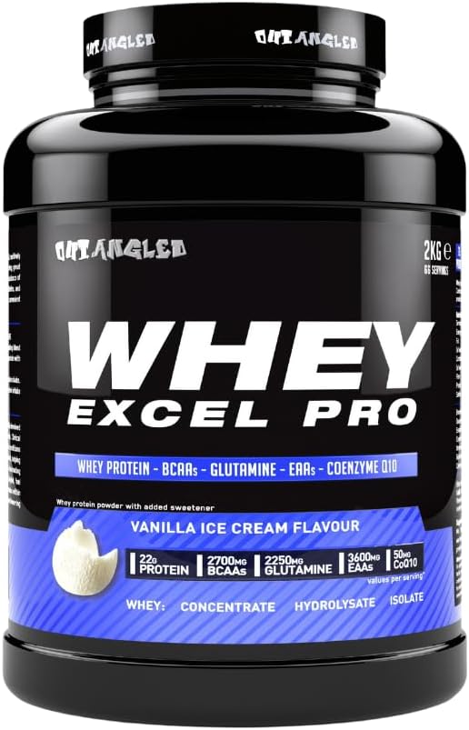 Whey Protein Powder, Whey Excel Pro, Vanilla Ice Cream Flavour 2kg, High Protein with Whey Protein Isolate for Muscle Recovery