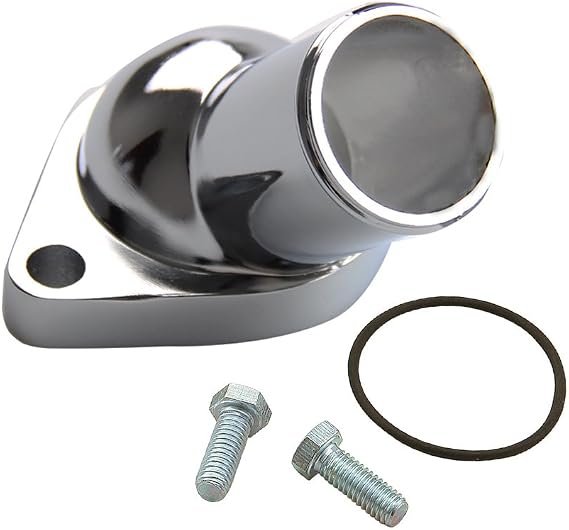 CarBole 50 Degree Chrome Plated 2660 Water Neck Thermostat Housing Fits for Chevy Small Big Block for Chevy (WTN1006)