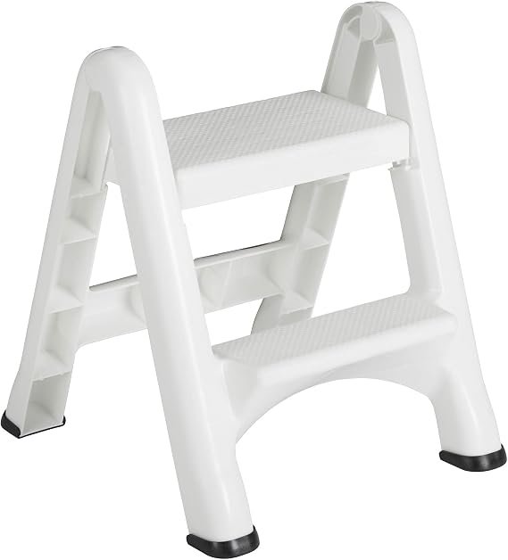 Rubbermaid EZ Step Folding Stool, 2-Step, White