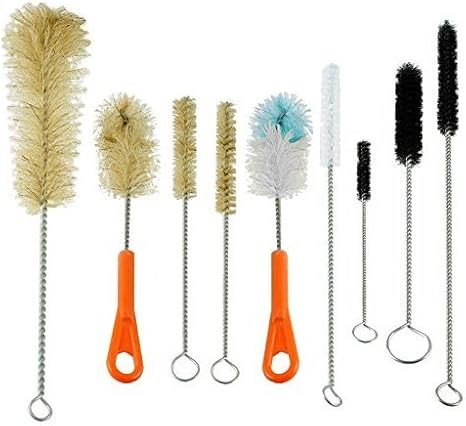 Ultimate Bottle & Tube Brush Cleaning Set 9 Sizes & Shapes - Natural & Synthetic Bristles by ProTool