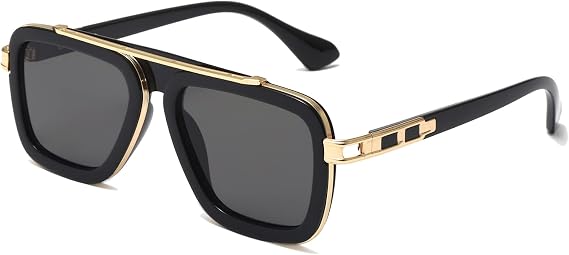Long Keeper Retro Square Sunglasses for Men Women Classic Pilot Sunglasses Vintage Style Metal Square Frames Anti UV400 Sun Glasses Unisex