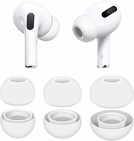 3 Pairs Compatible with AirPods Pro 1st 2nd Ear Tips Buds, Small Medium Large 3 Size Replacement Silicone Rubber Eartips Earbuds Gel Accessories Compatible with AirPods Pro 2 and 1st - S/M/L White