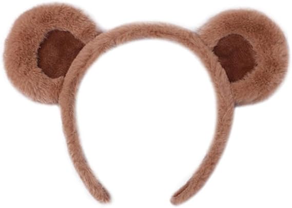 Bear Ears Headband Cute Bear Costume Fluffy Animal Hairband for Halloween Festival Party