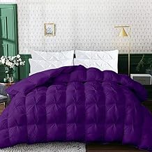 1 PC Only Bedding Comforter, 100% Soft Egyptian Cotton All Season Down Alternative Stylish Look Eastern King -Purple Pinch Pleated Buffy Quilted 500 GSM Fill Power Winter Warmth Single Quilt