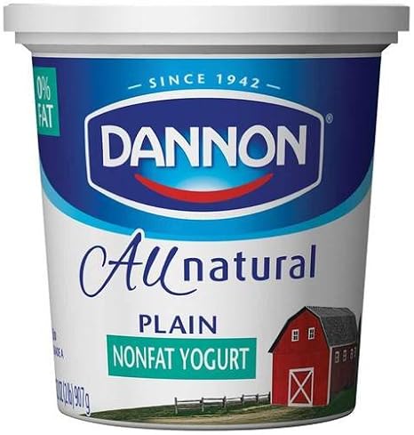 Dannon All Natural Quart Plain Nonfat Yogurt, 32 Ounce -- 6 per case.