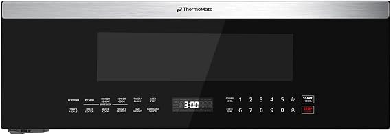 ThermoMate 30" Over the Range Low Profile Microwave Oven with Sensor Cooking, 1.2 Cu.Ft Slim, 1000 Cooking Watts, Voice Control, Multi-Stage Cooking, 400 CFM