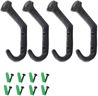 Tinsow Wall Mount Coat Hanger Hooks Rustic Farmhouse Cast Iron Towel Hanger 4