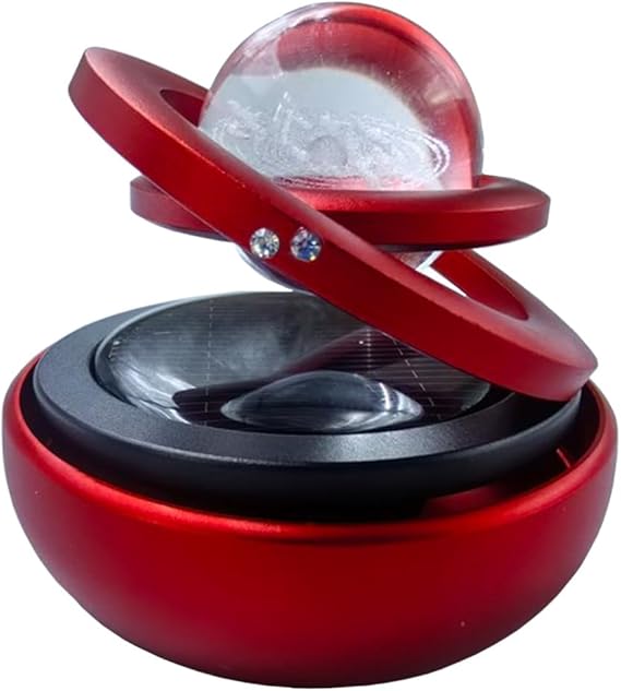 Solar Powered Car Perfume Aromatherapy Diffuser, Car Interior Dashboard Decoration for Car Office Home, Oil or Perfume Pad Not Include (Red)