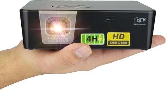 [4 Hour Battery] Worlds Brightest Battery Pico Projector, AAXA P6X USBC Video WiFi/BT Wireless Mirroring Portable Mini Compact DLP 1080p Support 30000 Hours LED HDMI/USBC/USB/microSD