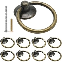 Uenhoy 10 Pcs Cabinet Ring Pull Handles Vintage Ring Drawer Knobs for Dresser Drawers, Wardrobes, Cupboards - Bronze, 1-3/4 Inch