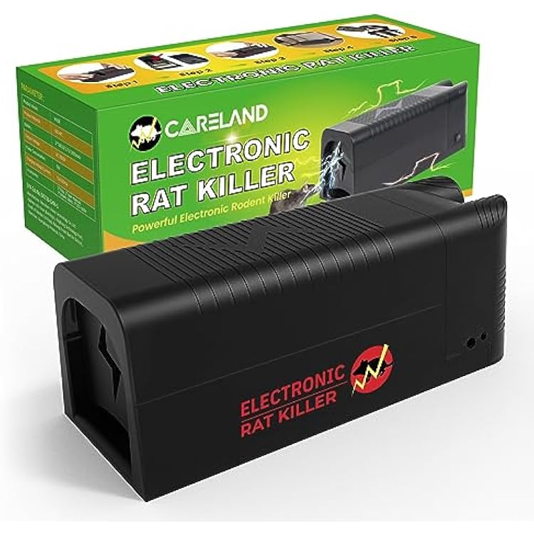Electric Mouse Trap for Home, Careland Upgraded Rat Traps Indoor, Extra Large 2200V Shock Rat Killer with LED Cable