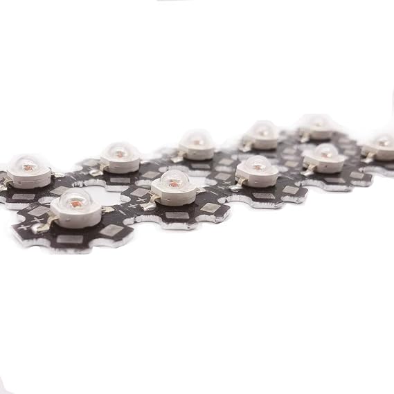 10 pcs High Power Led Chip 3W SMD COB Light Emitter Components Diode on 20mm PCB Base (10pcs 3W Red 620nm on PCB)