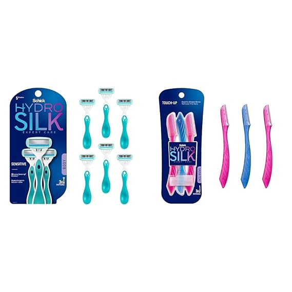 Schick Hydro Silk Sensitive Skin Razors for Women 6 Count and Dermaplaning Tools for Precision Shaping 3 Count
