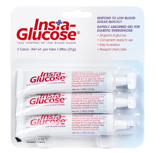 Insta-Glucose Gel, Convenient Fast Acting Glucose for Blood Sugar Support, Cherry Flavor, 1.09 Oz Pack of 3