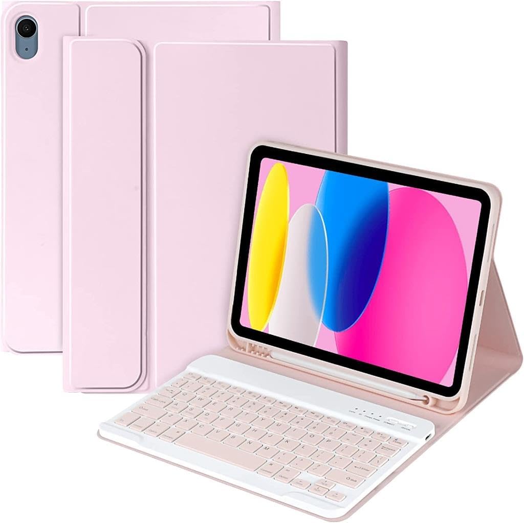 Apple iPad 11th Generation A16 11th10th.Case Mobax Turkish Keyboard Pink On with Case Wireless Keyboard compatible with Generation 10.9inc