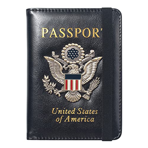 Premium Passport Holder for Travel, RFID Blocking Passport Cover Slim, Durable & Travel-Friendly, Passport Wallet Keep Your Documents Safe & Organized Black