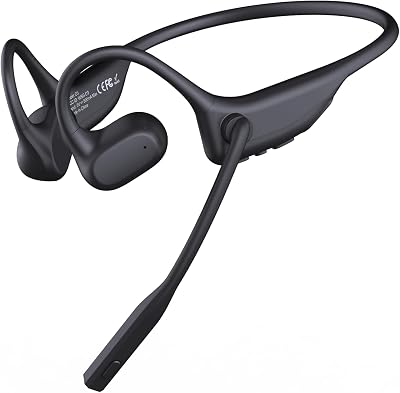 CXK Open Ear Headphones with Mic, Wireless Headset with AI Noise Cancellation Microphone Bluetooth 5.3 Air Conduction Headphones Bluetooth Headset with Mic for Work Call Meeting Driving