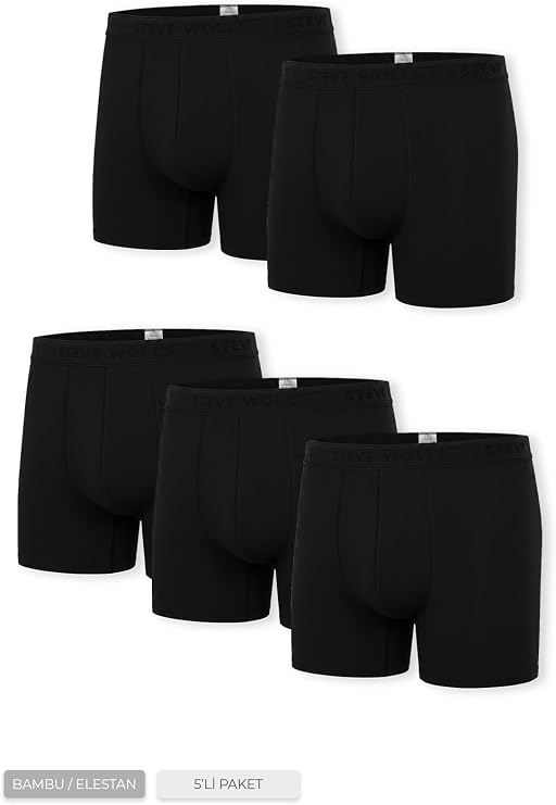 Steve Wolls Men's Black 5’Li Long Leg Bamboo Boxer - 25203