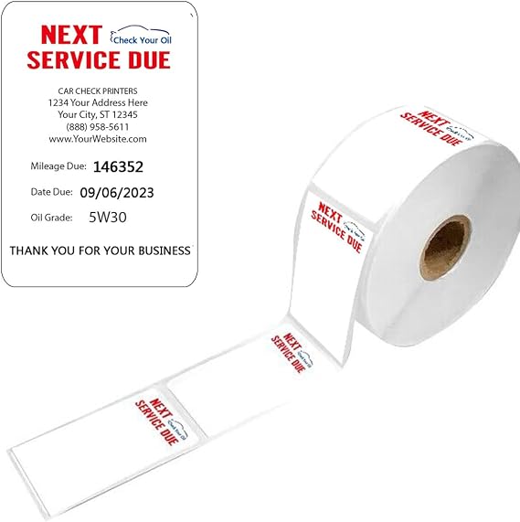 Oil Change Thermal Label Printer Check Your Oil Thermal Stickers 1.52.5 Inch Next Service Printer for Car (Pack-500)