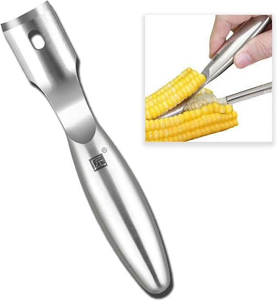 Seamless Corn Peeler for Corn on the Cob, Stainless Steel Corn Cob Stripper Tool, Dishwasher Safe, Removes 3-4 Rows at Once, Corn Kernel Remover Tool