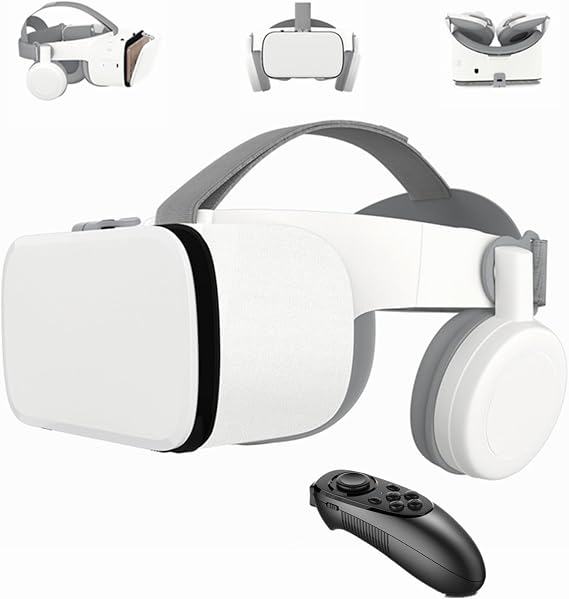 VR Set Virtual Reality VR for Phone Wireless Bluetooth VR Headset VR Glasses 110°FOV Support 4.7-6.2 Inch Mobile Phone Compatible for Android iOS iPhone 13 12 11 Pro Mini X R S (White)