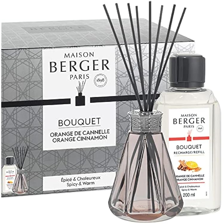 Reed Diffuser - Pyramide - Scented Bouquet with Reed Sticks - Prefilled with Lampe Berger Fragrance - 6.76 Fluid Ounces - 200 Milliliters Rose