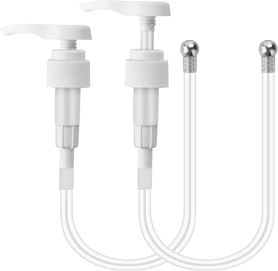 2 Packs Shampoo/Conditioner Pump Dispenser for 1-Liter or 33.8 oz Bottle with Flexible Tube and Weighted End-White