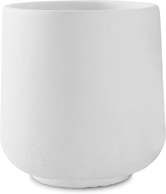 Kante 15.3" D Round Pure White Concrete Planter, Outdoor Indoor Large Planter Pots Containers with Drainage Holes for Patio, Balcony, Backyard, Living Room,RF2015022B-C80011