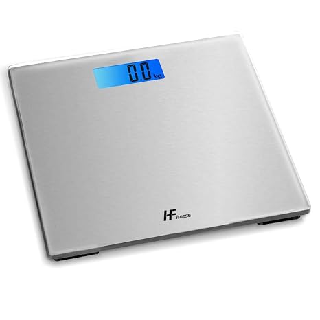 HomeFashion HFitness Large 28×28cm Bathroom Scales for Body Weight, Digital Weighing Scales, 180kg High Precision Weight Scale with Backlit Display Silver