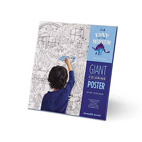 Crocodile Creek Giant Coloring Poster for Kids Ages 4-8 and Up - Day at The Museum Themed Large Coloring Poster - 44 x 33 - Family Christmas Crafts and Activities