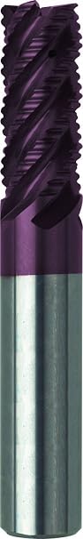 Guhring 3098 Carbide Square Nose End Mill, TiAlN/TiN Multilayer Finish, Roughing Cut, 45 Deg Helix, 6 Flutes, 4" Overall Length, 1" Cutting Diameter, 1" Shank Diameter