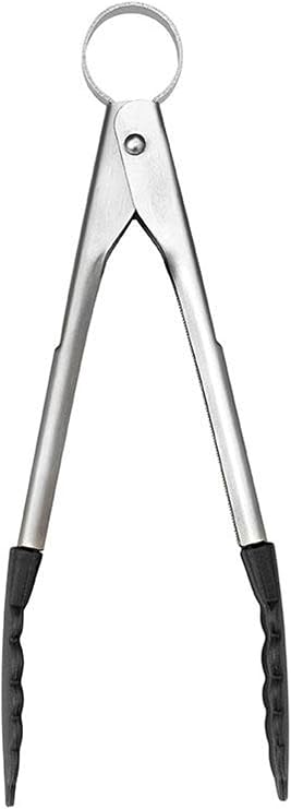 Cuisipro PICCOLO Stainless Steel 7 Inch Silicone Mini Tongs, Black