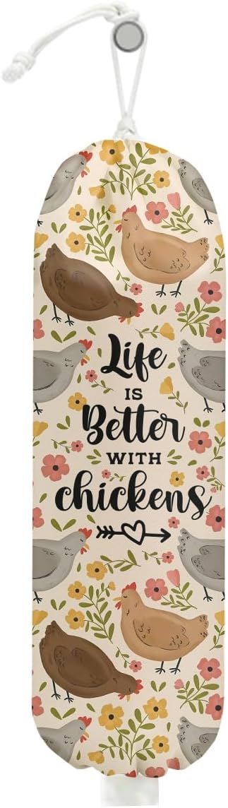 Chicken Plastic Bag Holder, Chicken Mom Gifts Wall Mount Grocery Bag Holder