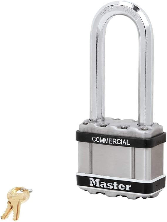 Master Lock Magnum Padlock - 2" W x 2-1/2"L Shackle, One (1) Keyed Alike Lock M5NKASTSLJ w/BumpStop Technology