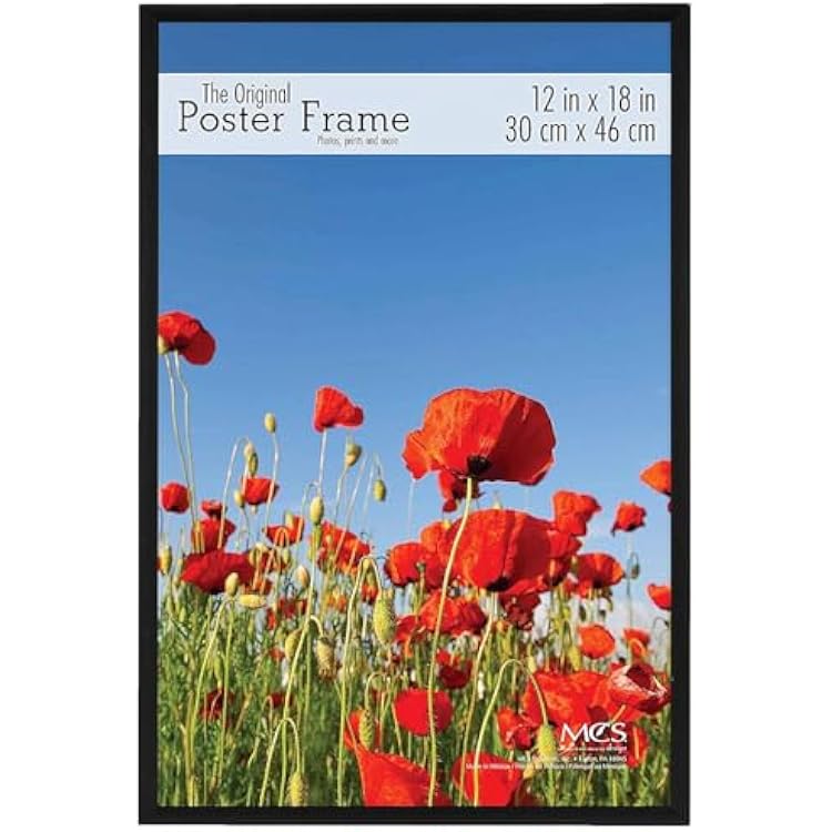 MCS Black plastic POSTER size frame with Corrugated Backing - 12x18