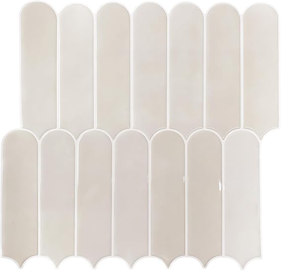 Peel and Stick Backsplash Tile, 10 Sheets 12''x12'' Kitchen Tiles | Beige White Self Adhesive 3D Wall Tiles Back Splash for Kitchen, Bathroom, Laundry Room