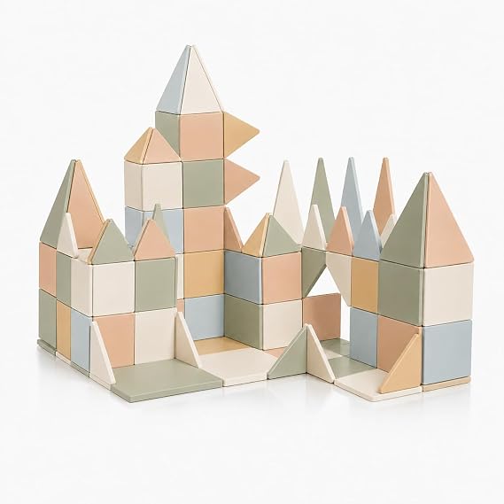 Magnetic Tiles Playset, Building Tiles, Magnet 3D Aesthetic Blocks, Construction Playboards (Opaque 100 Piece)