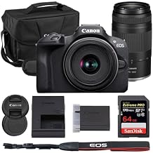 Canon EOS R100 Mirrorless Camera with 18-45mm & 75-300mm Lens Bundle with Canon 200ES EOS Shoulder Bag + 64GB Extreme PRO Memory Card