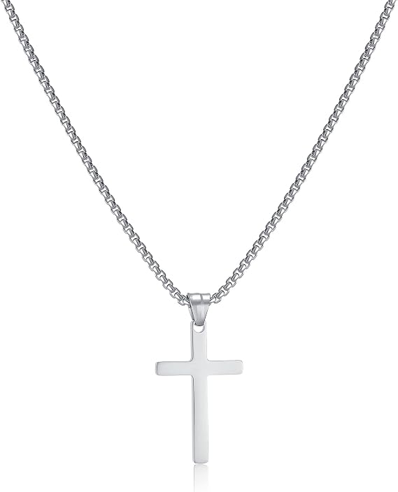 Men's Cross Necklace, Gold/Silver/Black Chain with Cross Pendant, Christianity Jewellery, Stainless Steel