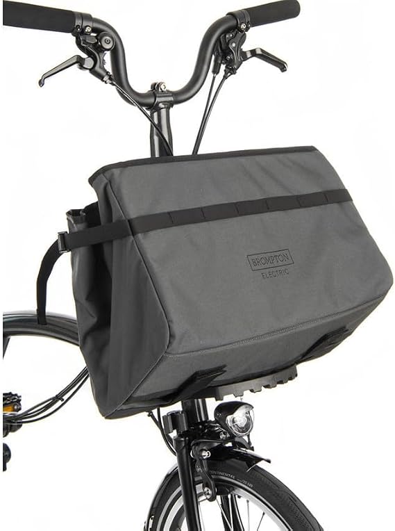 Brompton Electric Bike Basket Bag 22L Tote with Aluminium Frame and Carry Handles Compatible Electric Folding Bikes Water-Resistant Front Luggage