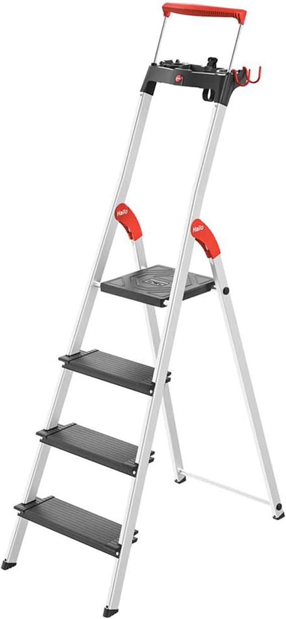 Hailo Aluminum Step Ladder Topline - 330 lb Load - 4 Step