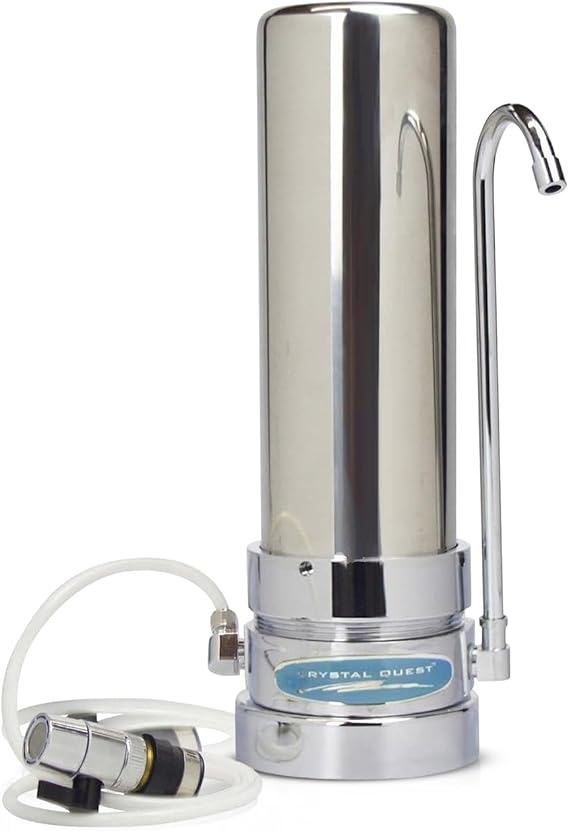 Crystal Quest Countertop Replaceable Single Fluoride Multi-Plus Water Filter System - Stainless Steel