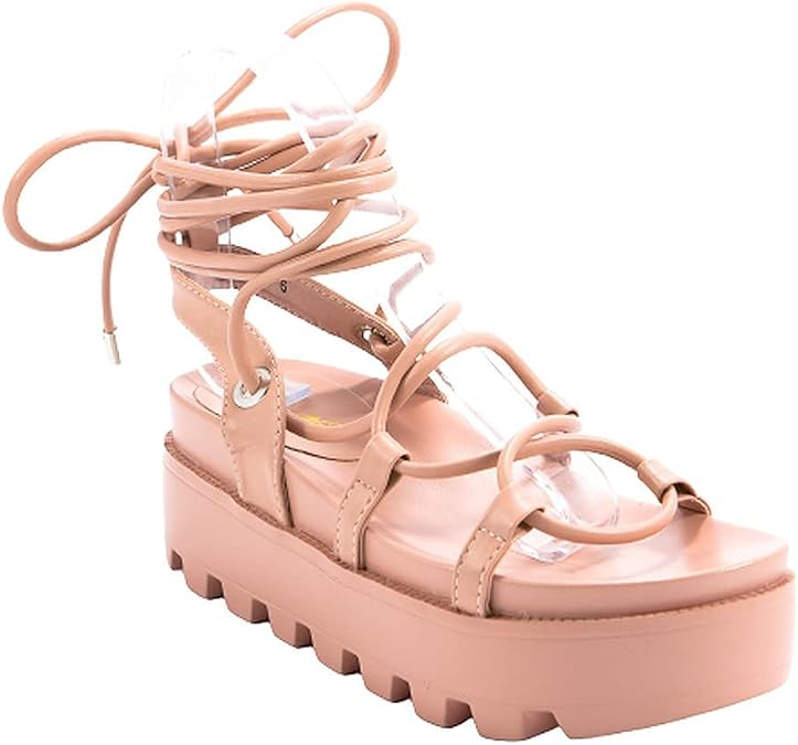 Mata Shoes Lace up Tie up Platform Sandals for Women