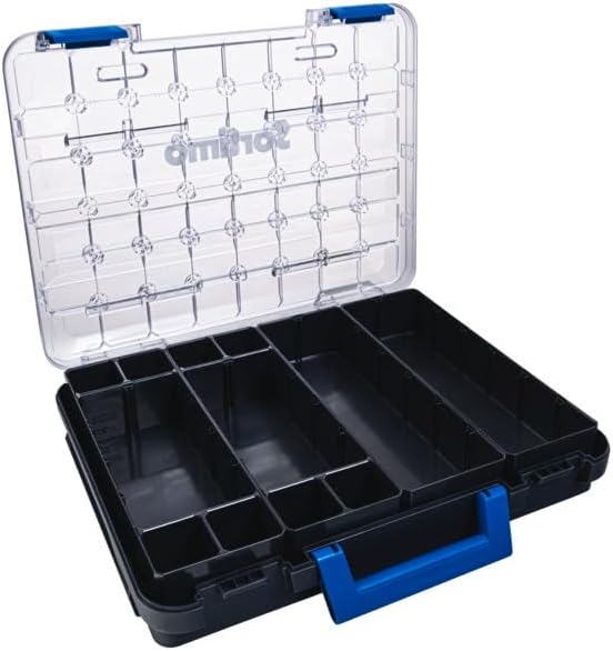 Sortimo T-BOXX 320 with Inset Boxes H63 - Robust Small Parts Box with 4 x Inset Box 2 x 6 & Dividers - Transparent Lid for Quick Overview - Stackable & Compatible with Vehicle Equipment