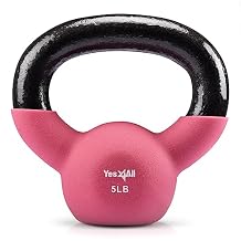 Yes4All Kettlebell, 5-65 LB Neoprene Coated Cast Iron Kettlebells, Wide Grip Handle & Flat Bottom for Swings, Squats, Deadlifts, Push Ups & Full Body Training at Home Gym - Single & Set